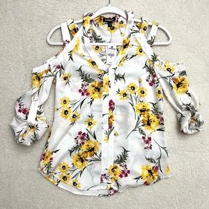 Express floral cold shoulder blouse